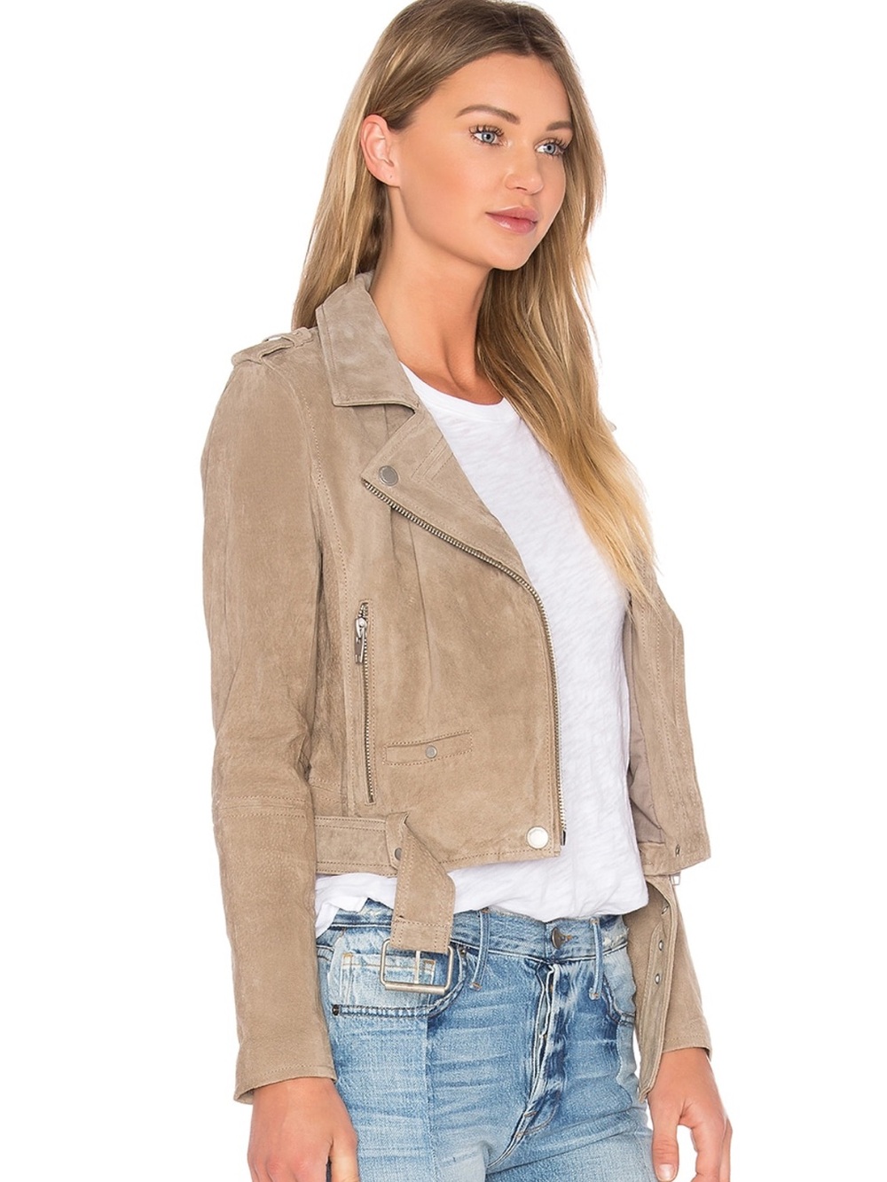 Blank NYC Taupe Suede Moto Jacket